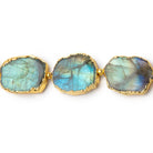 14x11mm Gold Leafed Labradorite Slices 4 inch 7 beads - The Bead Traders