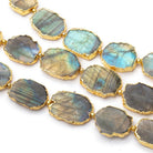 14x11mm Gold Leafed Labradorite Slices 4 inch 7 beads - The Bead Traders