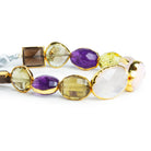 14x11mm Gold Leafed Multi Gemstone Faceted Beads 6 inch 11 beads - The Bead Traders