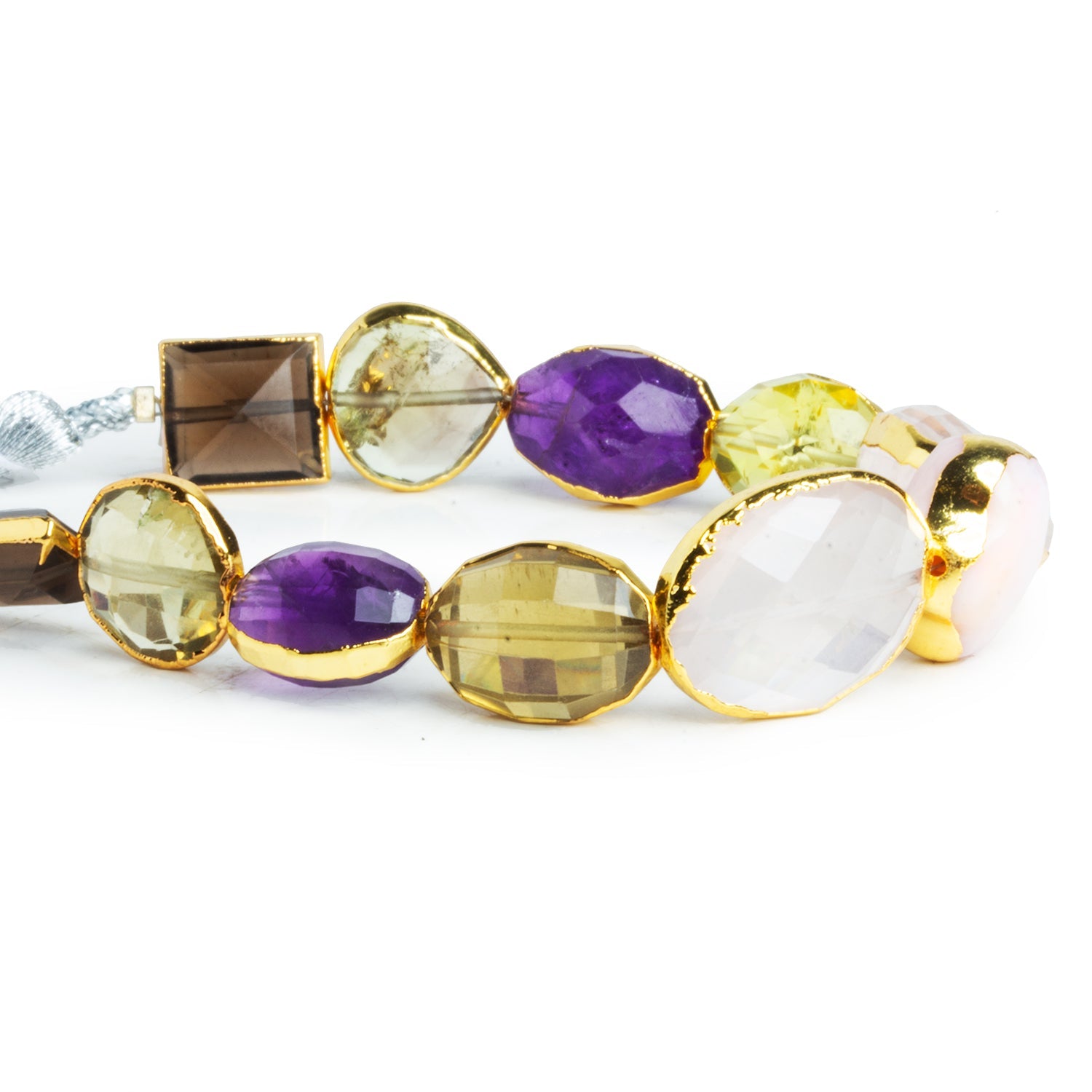 14x11mm Gold Leafed Multi Gemstone Faceted Beads 6 inch 11 beads - The Bead Traders