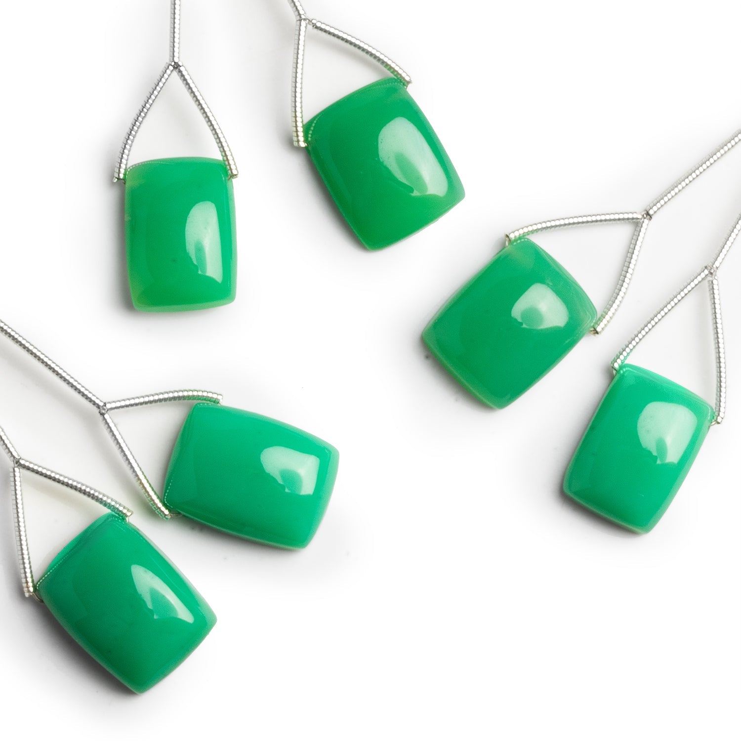 14x11mm Mint Green Chalcedony Rectangle Focals Set of 2 Beads - The Bead Traders