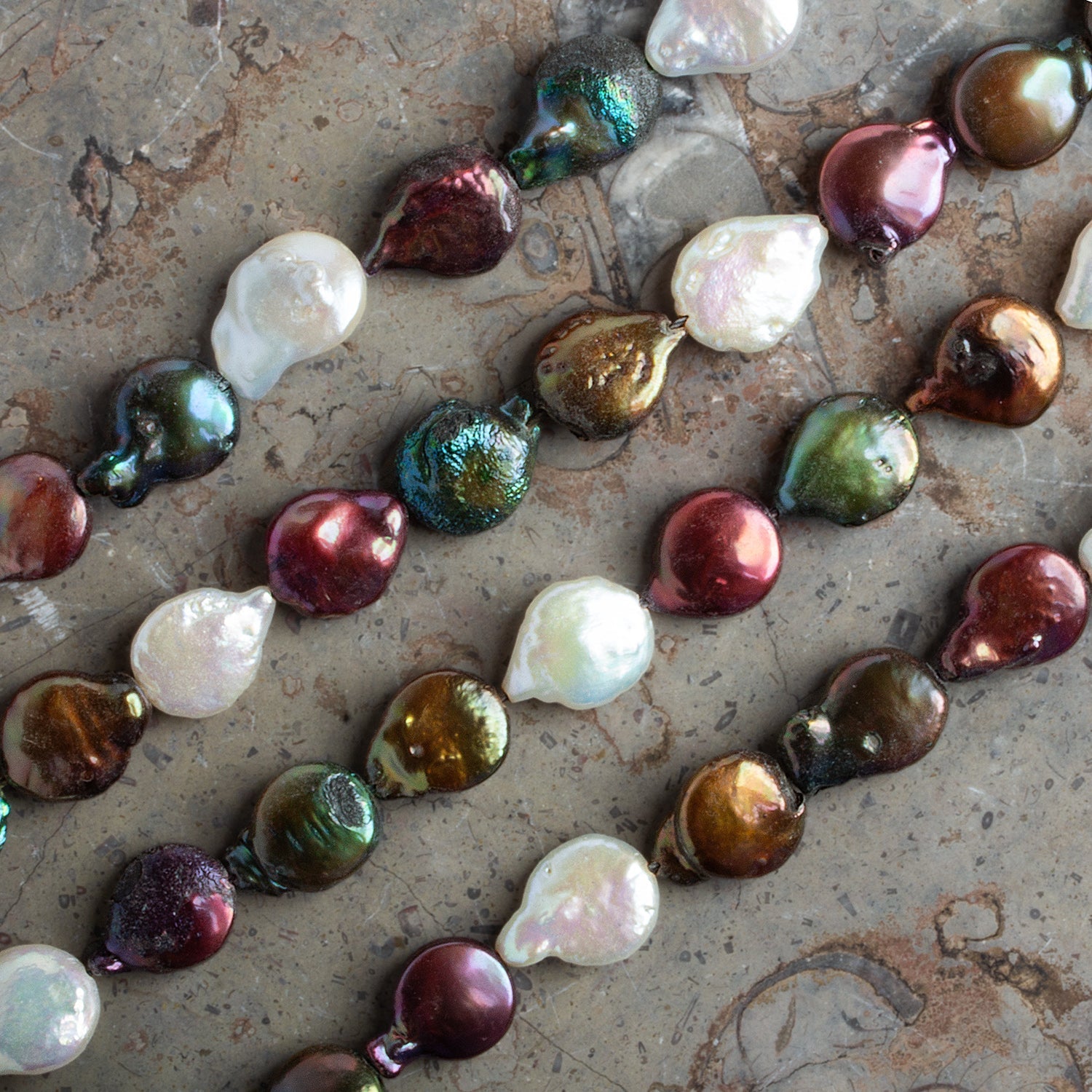 14x11mm Multicolor Coin Pearls 15 inch 27 beads - The Bead Traders