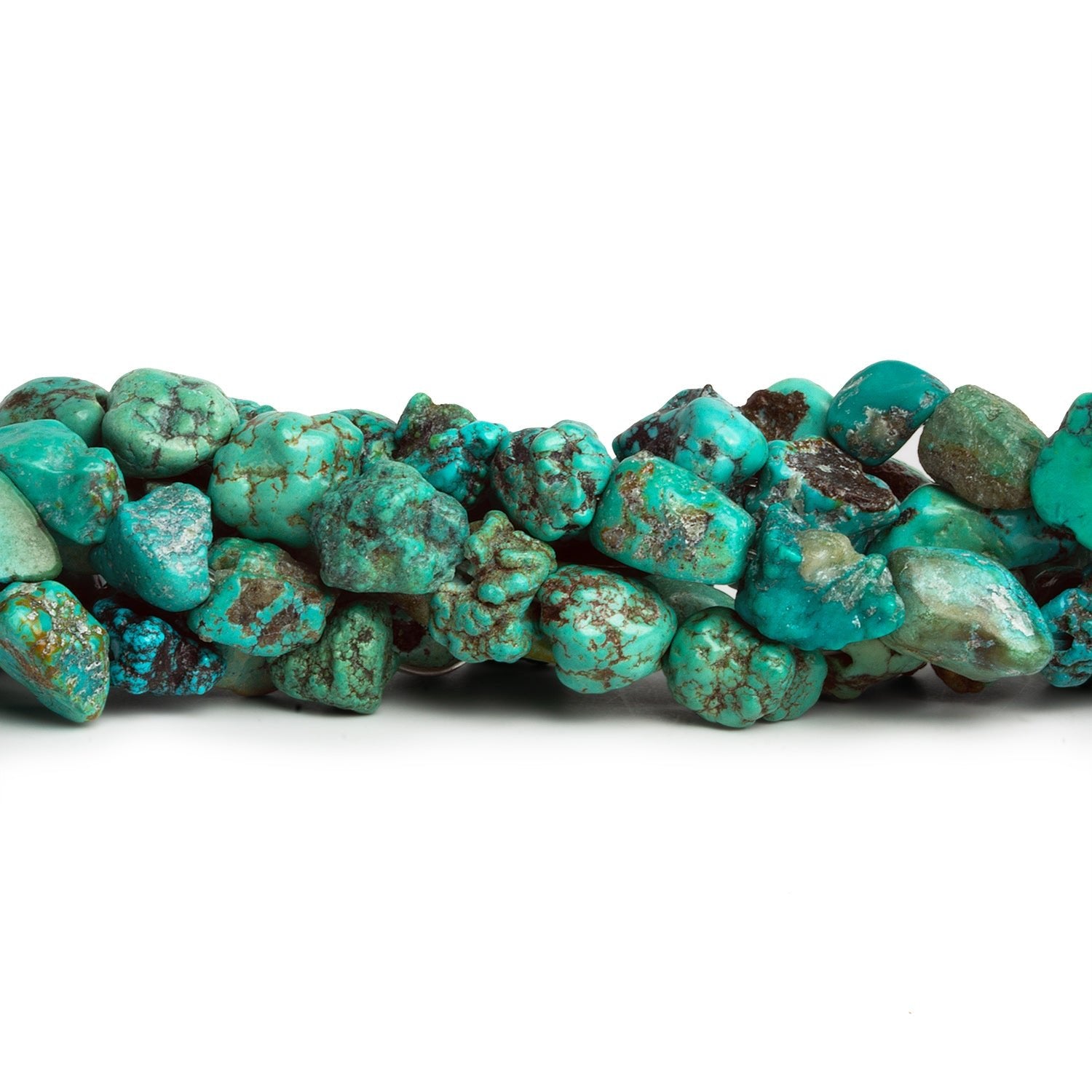 14x11mm Natural Chinese Turquoise Nuggets 15 inch 37 beads - The Bead Traders