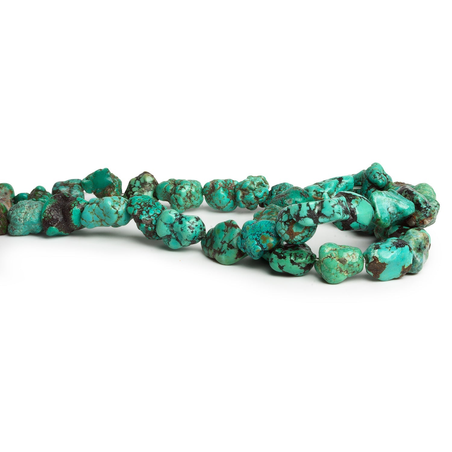 14x11mm Natural Chinese Turquoise Nuggets 15 inch 37 beads - The Bead Traders