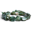 14x12mm Green & Indicolite Tourmaline Plain Nuggets 16 inch 31 beads - The Bead Traders