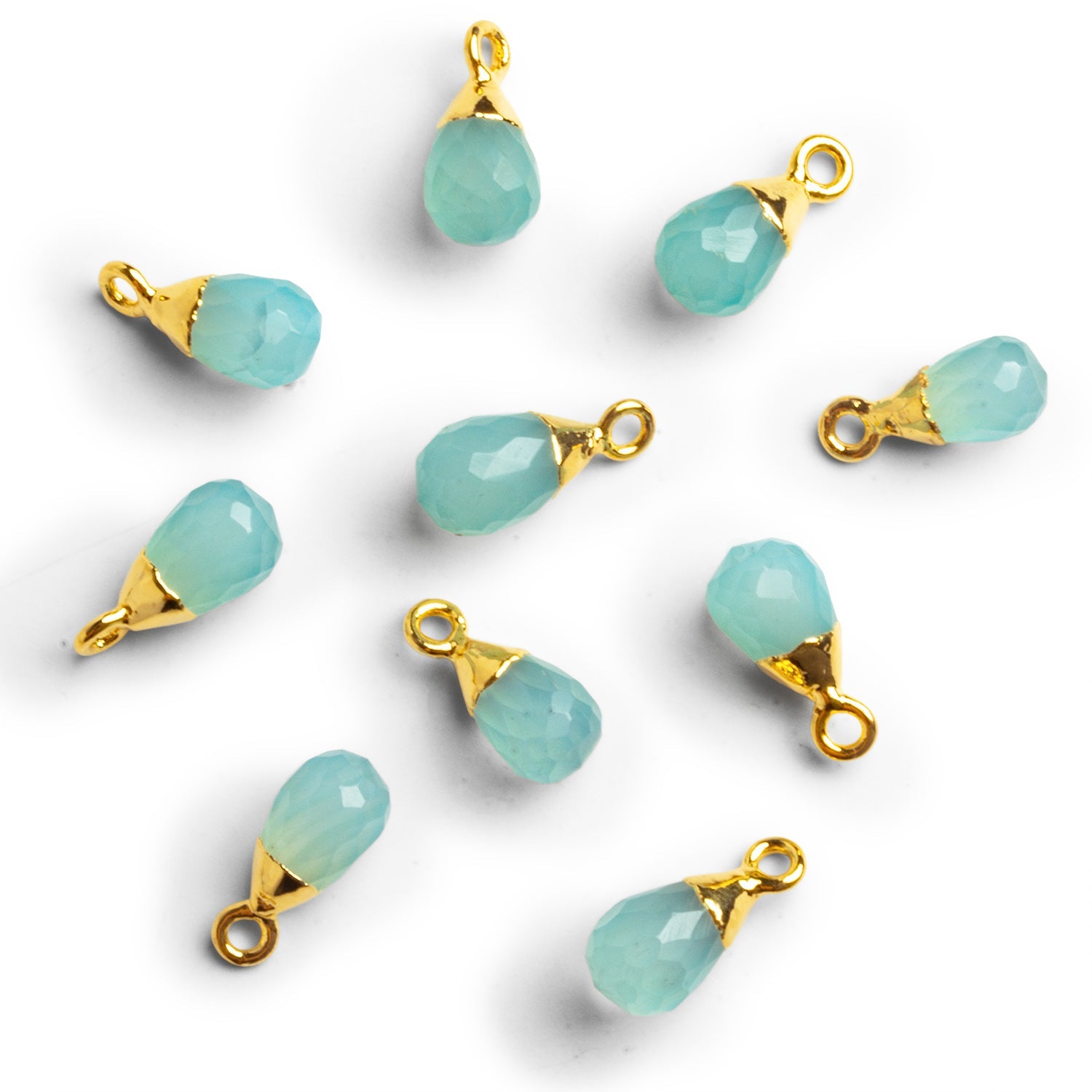 14x6.5mm Gold Leafed Blue Chalcedony Teardrop Pendant 1 Bead - The Bead Traders