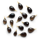 14x7mm Smoky Quartz Faceted Pear Wire-Wrapped Pendant 1 Bead - The Bead Traders