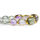 14x8mm Gold Leafed Multi Gemstone Faceted Ovals 5.5 inch 11 beads - The Bead Traders