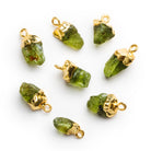 14x8mm Gold Leafed Peridot Natural Crystal Pendant 1 Bead - The Bead Traders