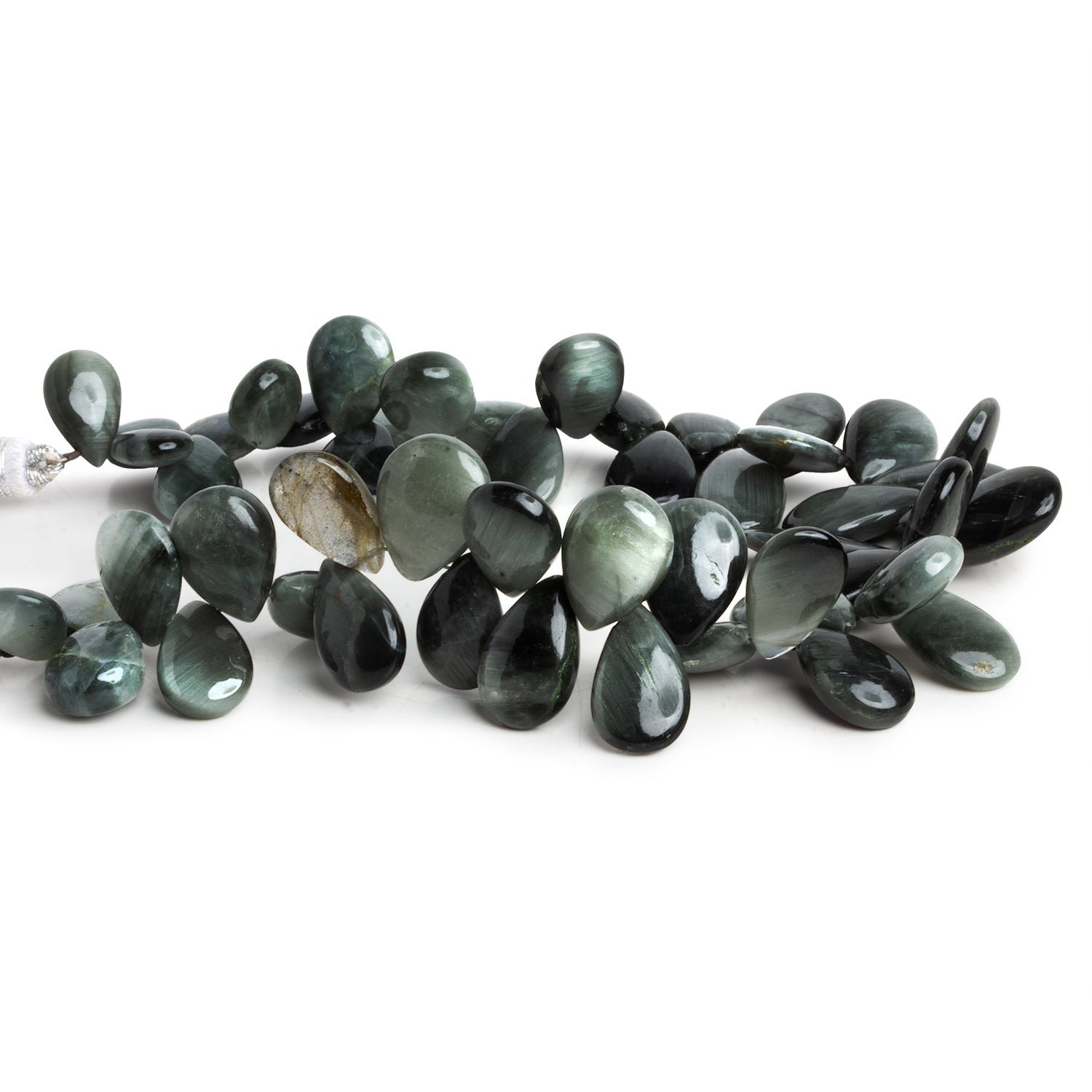 14x8mm Grey Tiger's Eye Plain Pears 8 inch 47 beads - The Bead Traders
