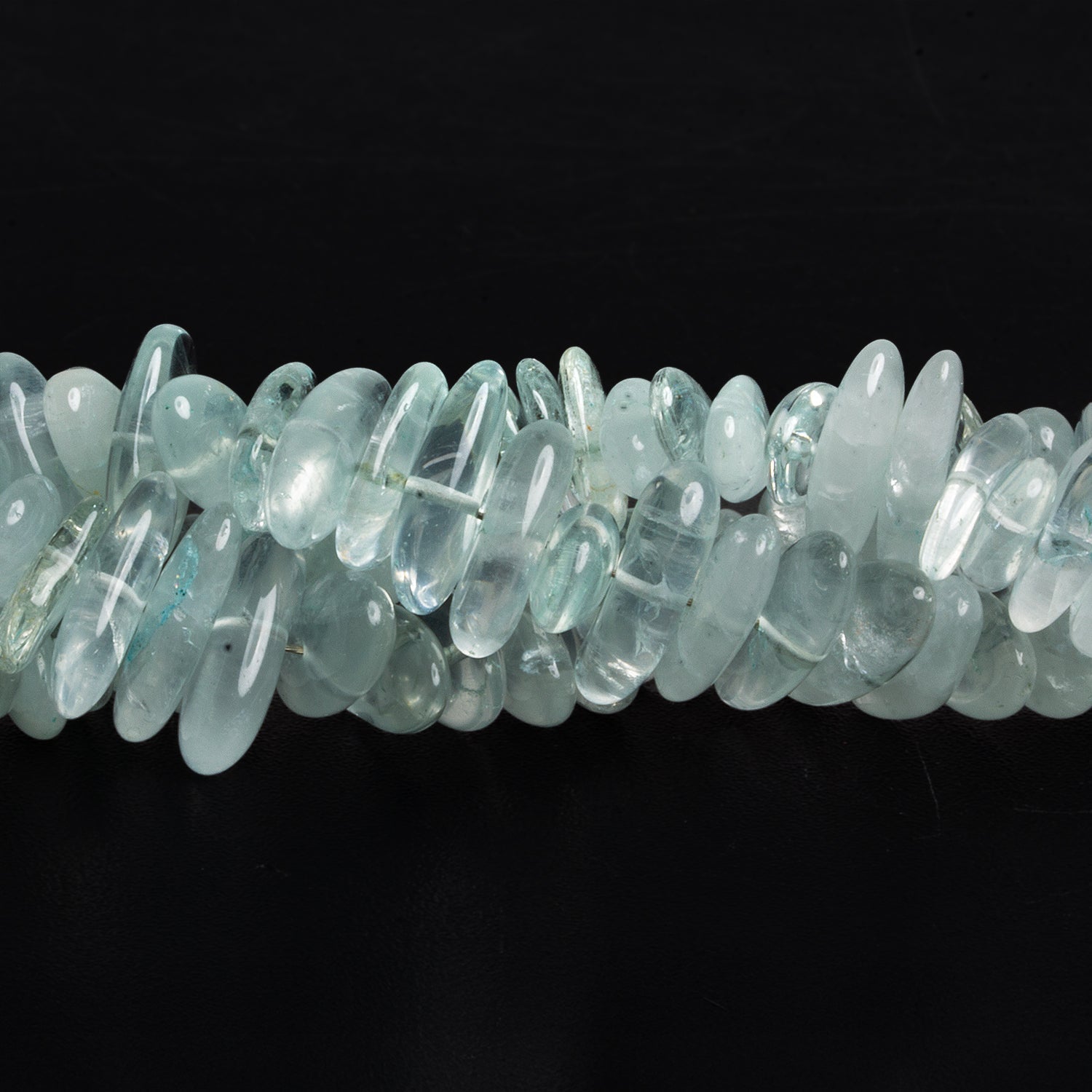 14x8mm Milky Aquamarine Long Chips 7.5 inch 48 beads - The Bead Traders