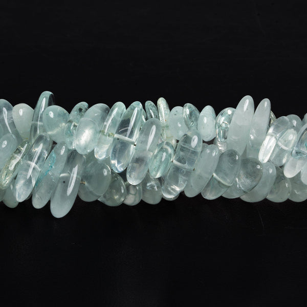 14x8mm Milky Aquamarine Long Chips 7.5 inch 48 beads