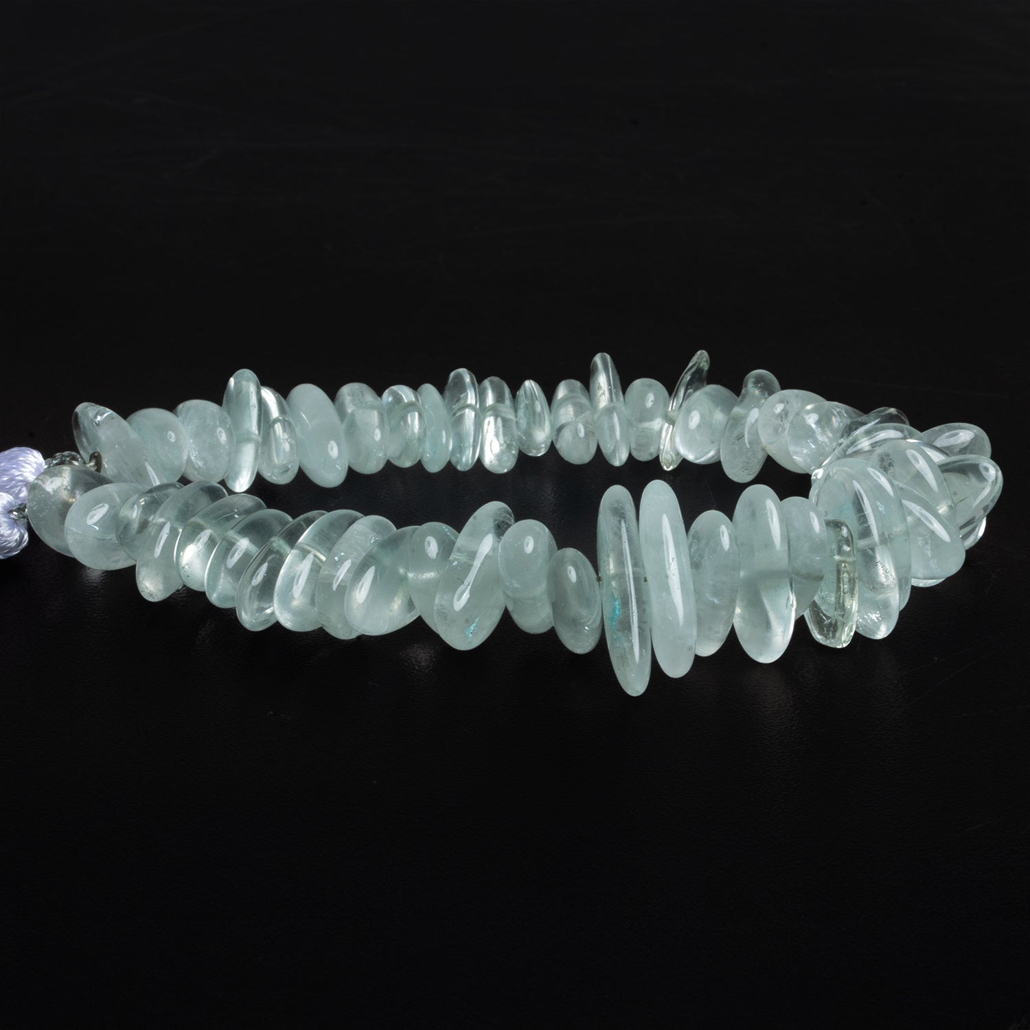 14x8mm Milky Aquamarine Long Chips 7.5 inch 48 beads - The Bead Traders