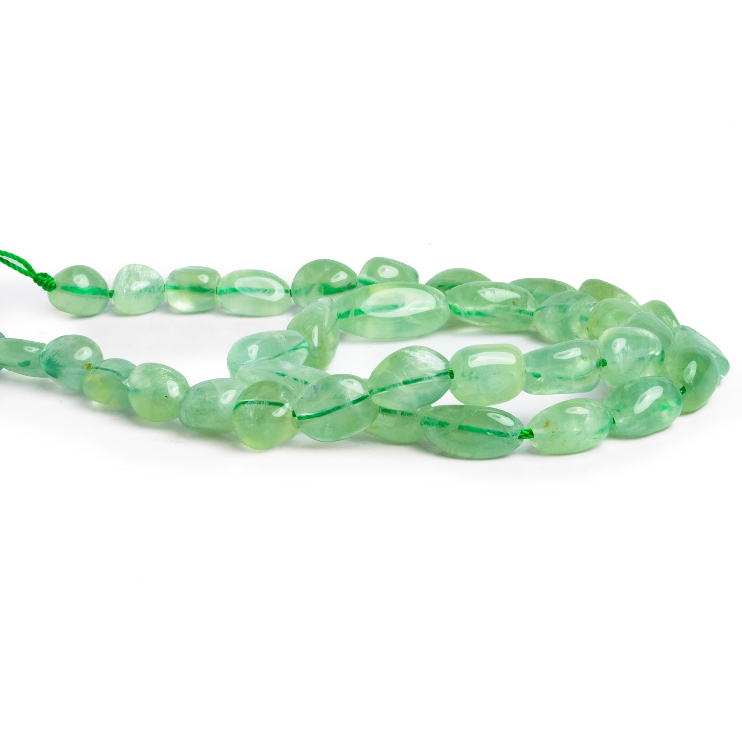 14x8mm Prehnite Plain Nuggets 16 inch 30 beads 1mm Large Hole - The Bead Traders