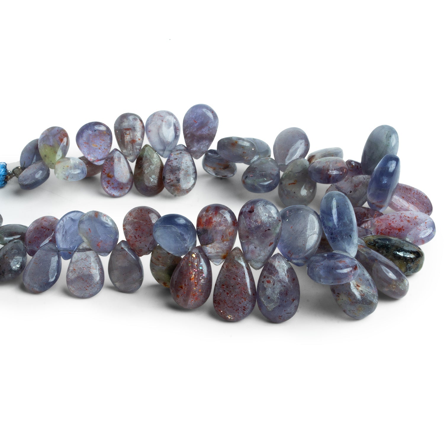 14x9mm Bloodshot Iolite Plain Pears 8 inch 50 beads - The Bead Traders