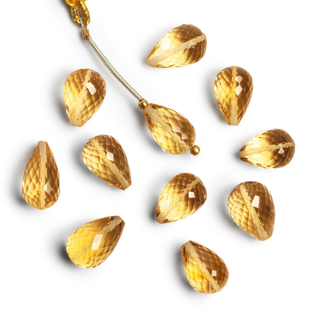 14x9mm Citrine Faceted Teardrop Focal 1 Bead - The Bead Traders