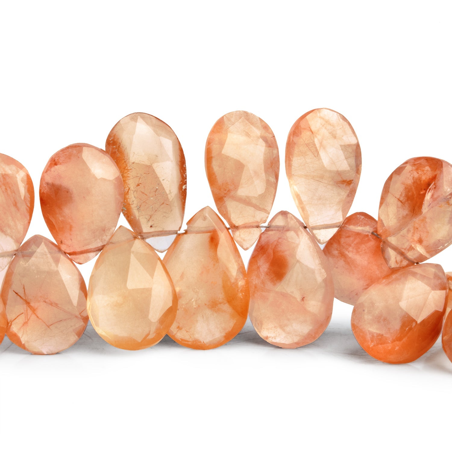 14x9mm Ferrous Quartz Faceted Pears 8 inch 50 beads - The Bead Traders