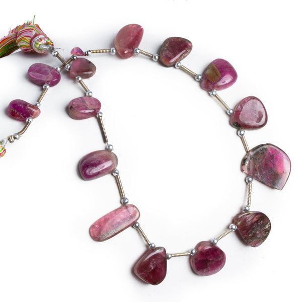 14x9mm Multicolor Tourmaline Plain Nuggets 10 inch 13 beads