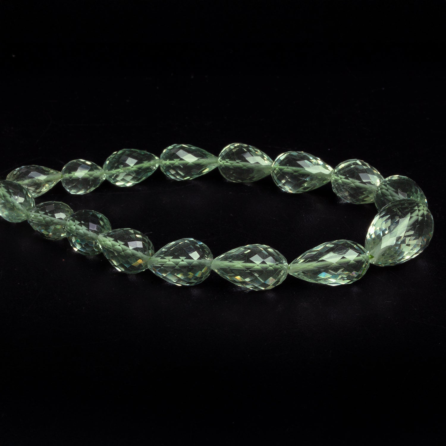 14x9mm Prasiolite Faceted Teardrops 8 inch 15 beads - The Bead Traders