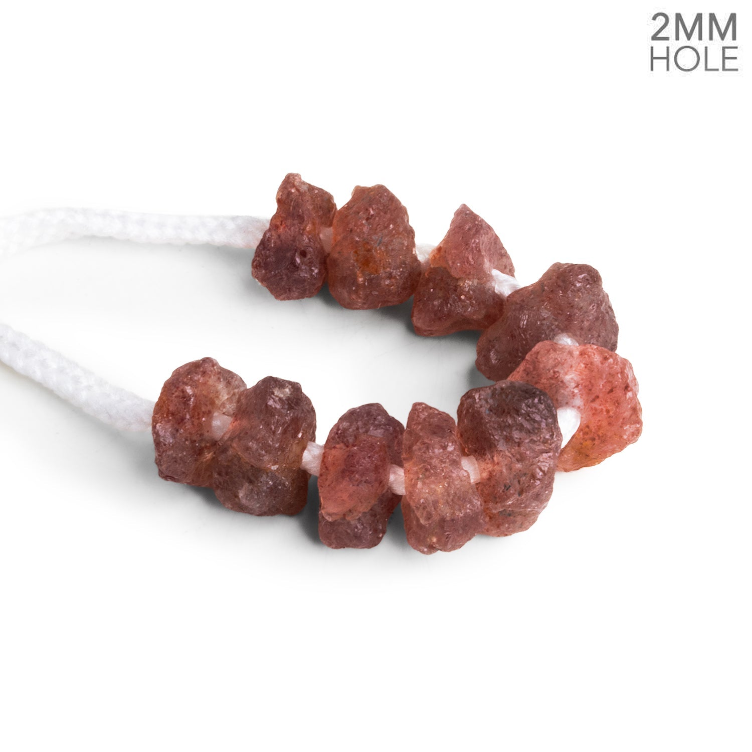 14x9mm Strawberry Quartz 2mm Large Hole Natural Crystals 10 Beads - The Bead Traders