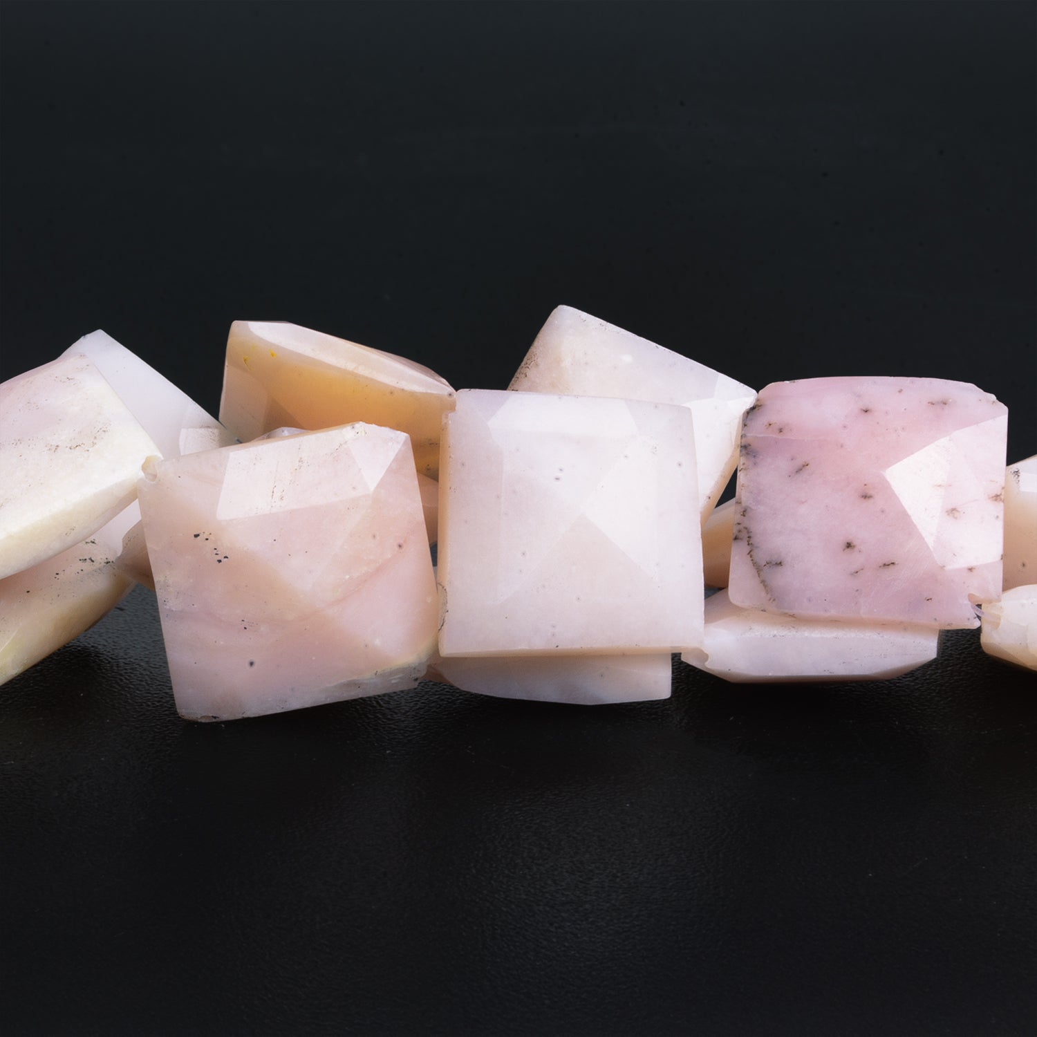 15 - 16mm Pink Peruvian Opal Corner Drilled Squares 14 inch 19 beads - The Bead Traders