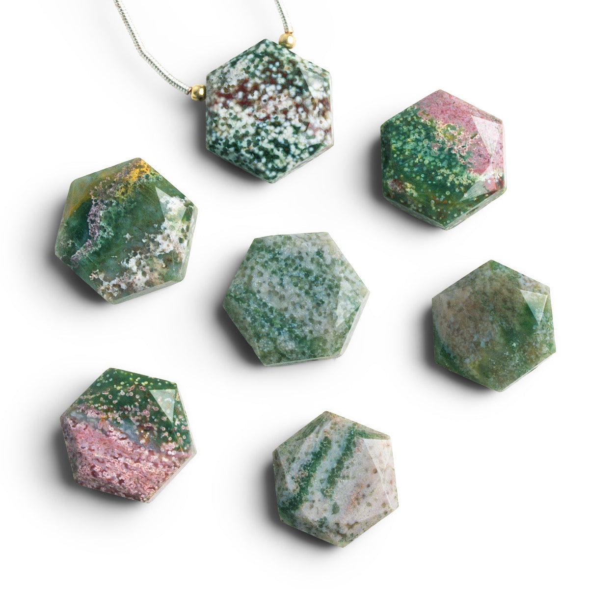 15-17mm Jasper Hexagon Focal 1 Bead - The Bead Traders