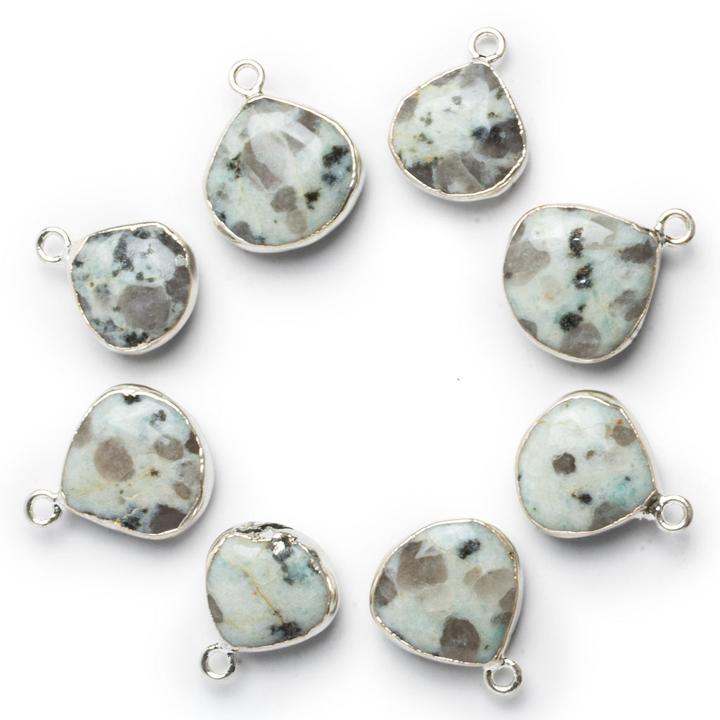 15 - 17mm Silver Leafed Jelly Jasper Heart Pendant 1 Bead - The Bead Traders