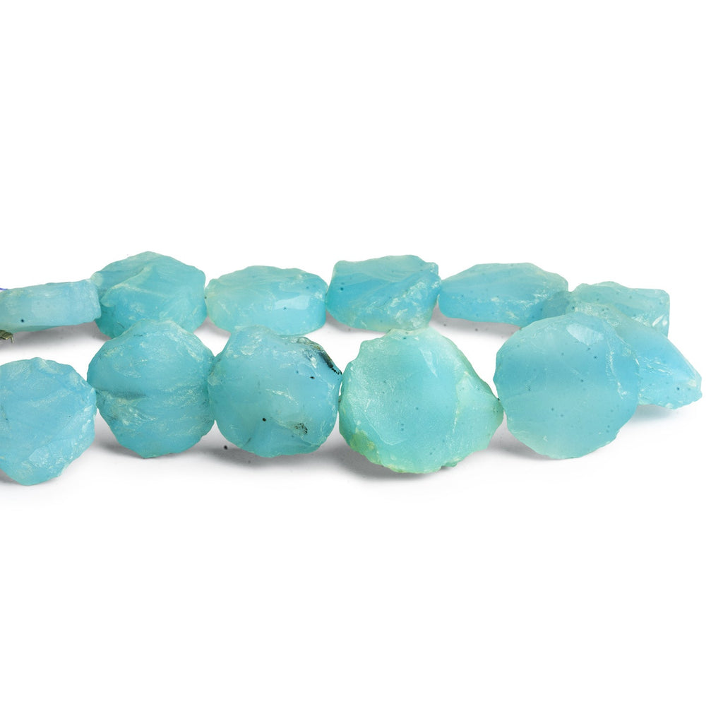 15 - 18mm Santorini Blue Agate Hammer Faceted Coins 7.5 inch 12 beads - The Bead Traders