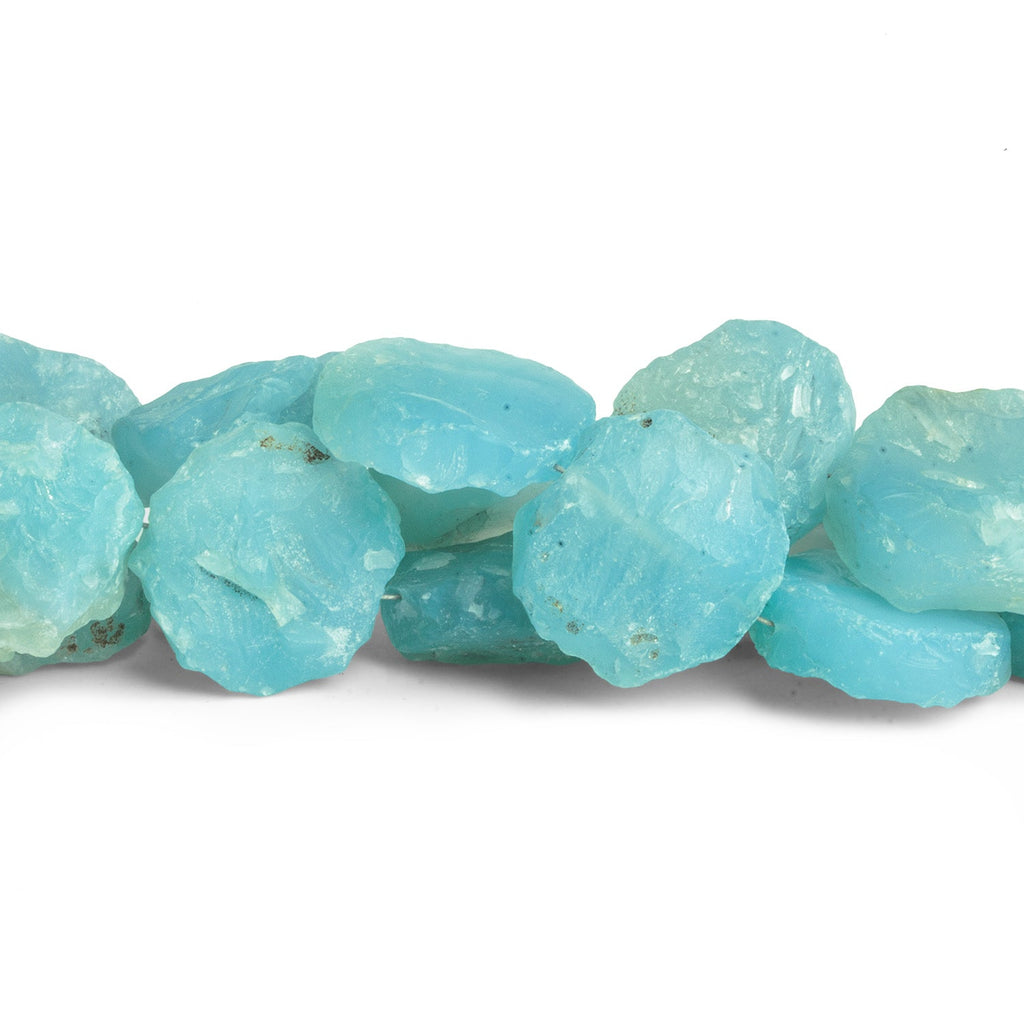 15 - 18mm Santorini Blue Agate Hammer Faceted Coins 7.5 inch 12 beads - The Bead Traders