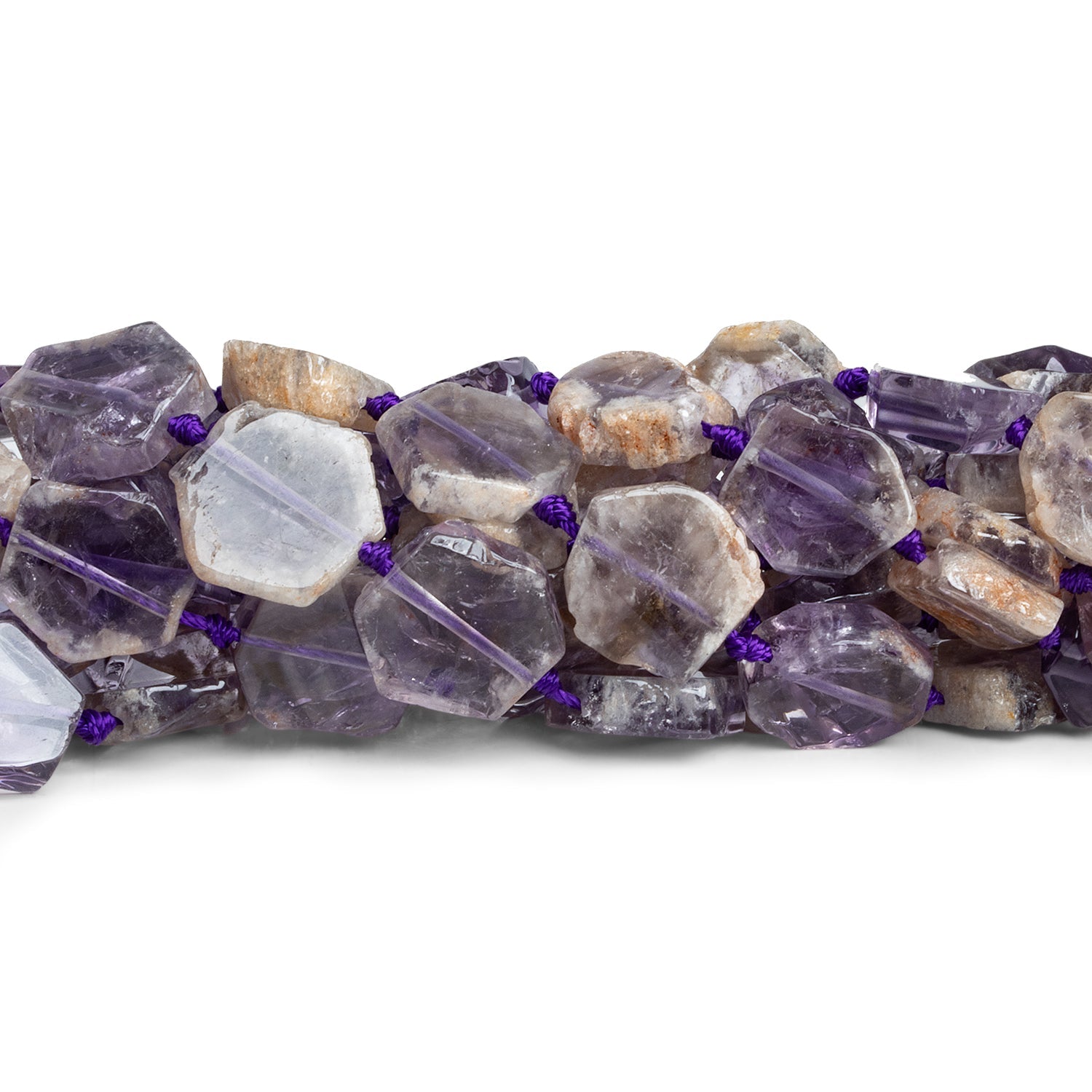 15mm Amethyst Natural Crystal Slices 16 inch 23 beads - The Bead Traders