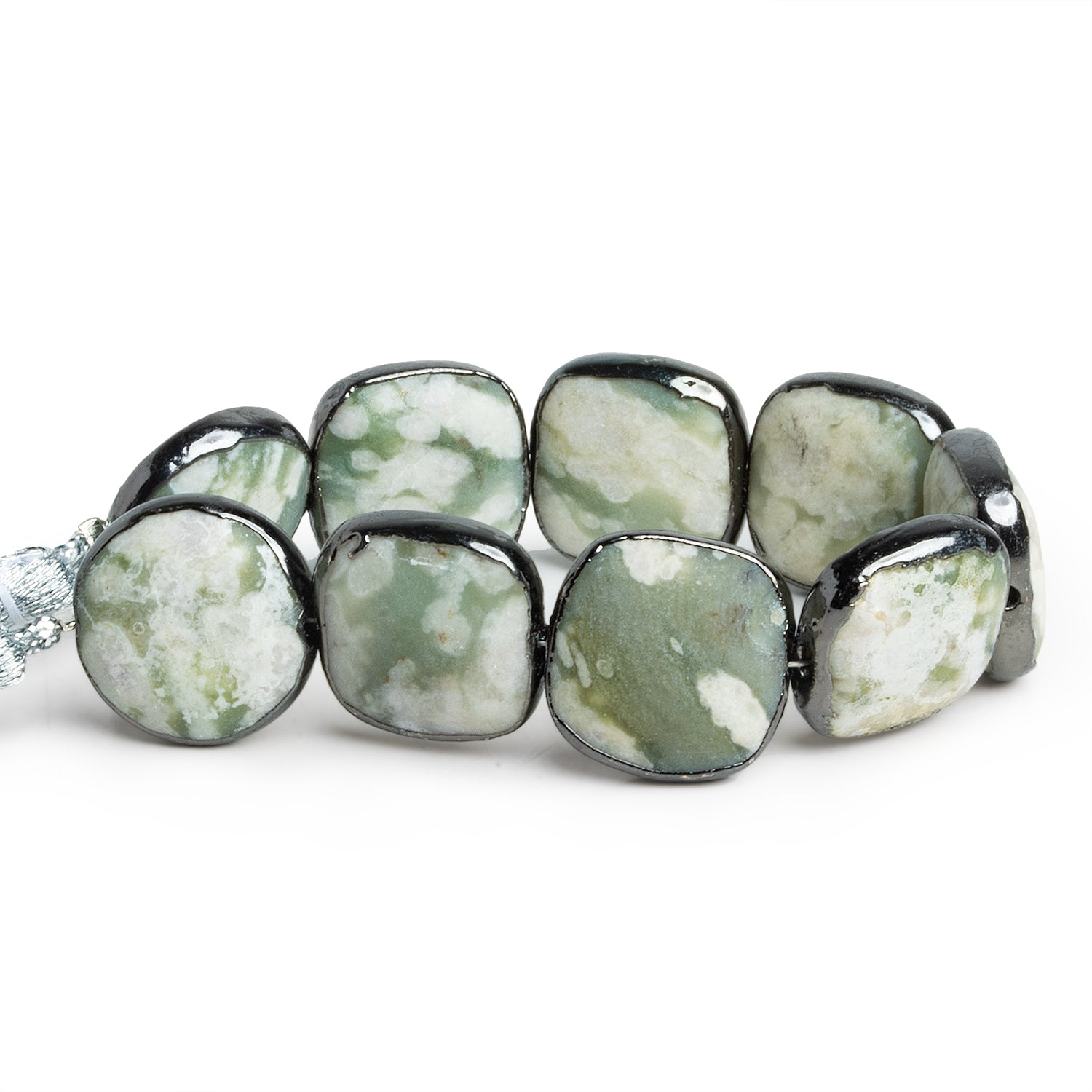 15mm Black Gold Leafed Jasper Plain Rectangles 5.5 inch 9 beads - The Bead Traders