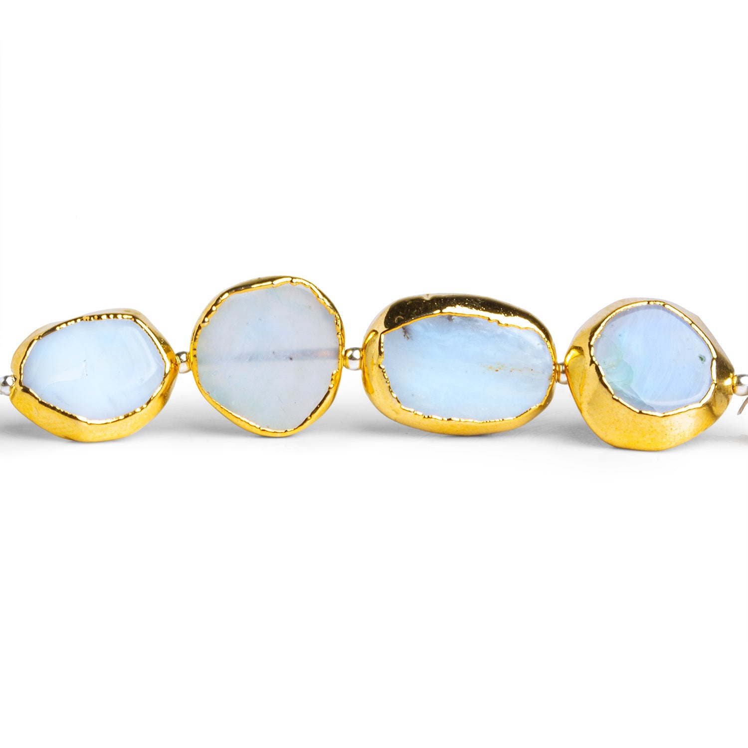 15mm Gold Leafed Blue Peruvian Opal Nuggets 4 inch 5 beads - The Bead Traders