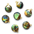 15mm Gold Leafed Labradorite Faceted Coin Pendant 1 Bead - The Bead Traders