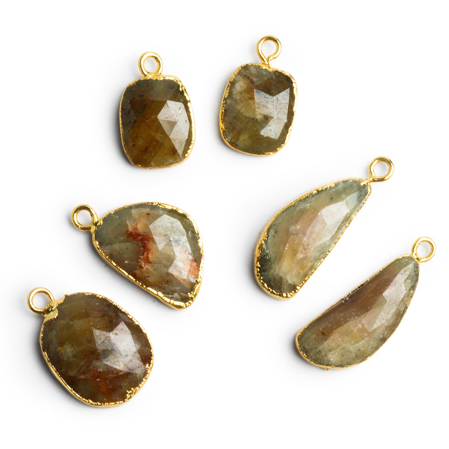 15mm Gold Leafed Sapphire Pendants Set of 2 Beads - The Bead Traders