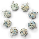 15mm Silver Leafed Azurite Granite Hexagon Pendant 1 Bead - The Bead Traders