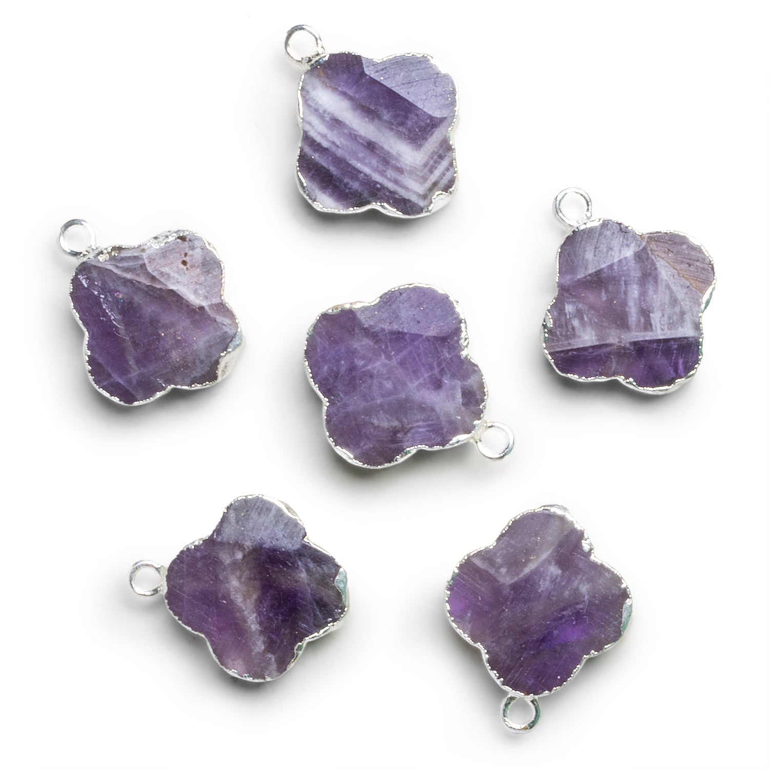 15mm Silver Leafed Cape Amethyst Flower Pendant 1 Bead - The Bead Traders