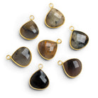 15mm Vermeil Bezeled Agate Heart Pendant 1 Bead - The Bead Traders