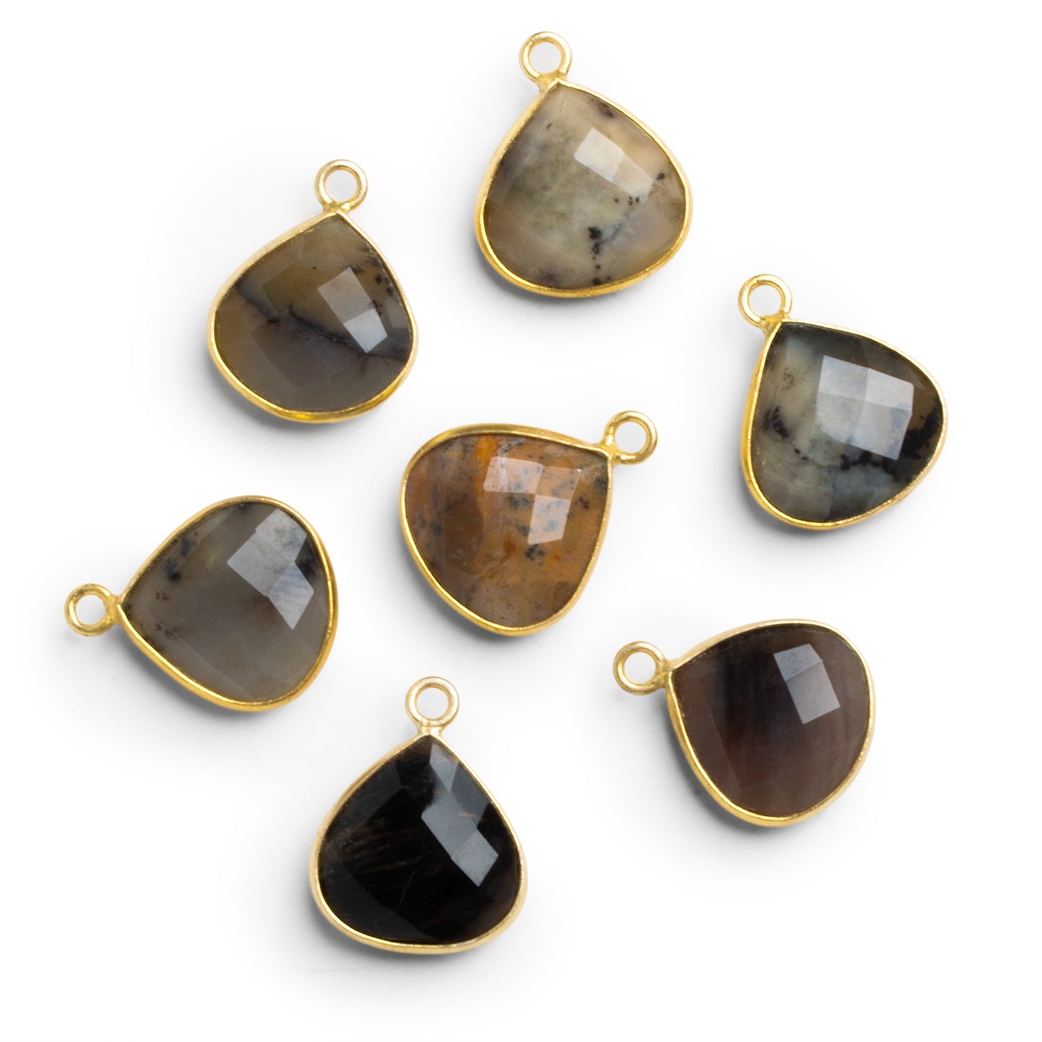 15mm Vermeil Bezeled Agate Heart Pendant 1 Bead - The Bead Traders