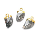 15x10mm Gold Leafed Black Tourmalinated Quartz Horn Pendant 1 piece - The Bead Traders