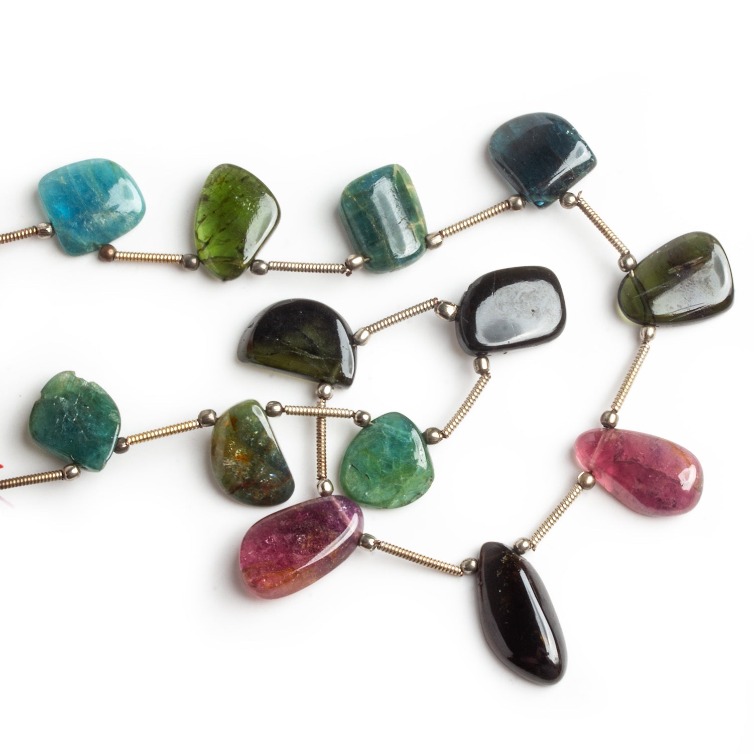 15x10mm Multicolor Tourmaline Plain Nuggets 9.5 inch 13 beads - The Bead Traders