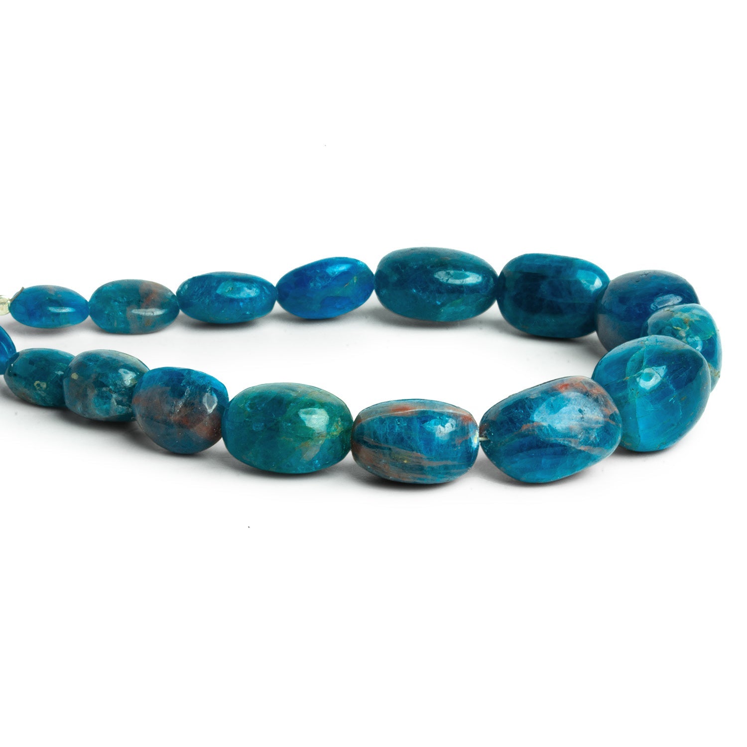 15x10mm Neon Apatite Plain Nuggets 8 inch 14 beads - The Bead Traders