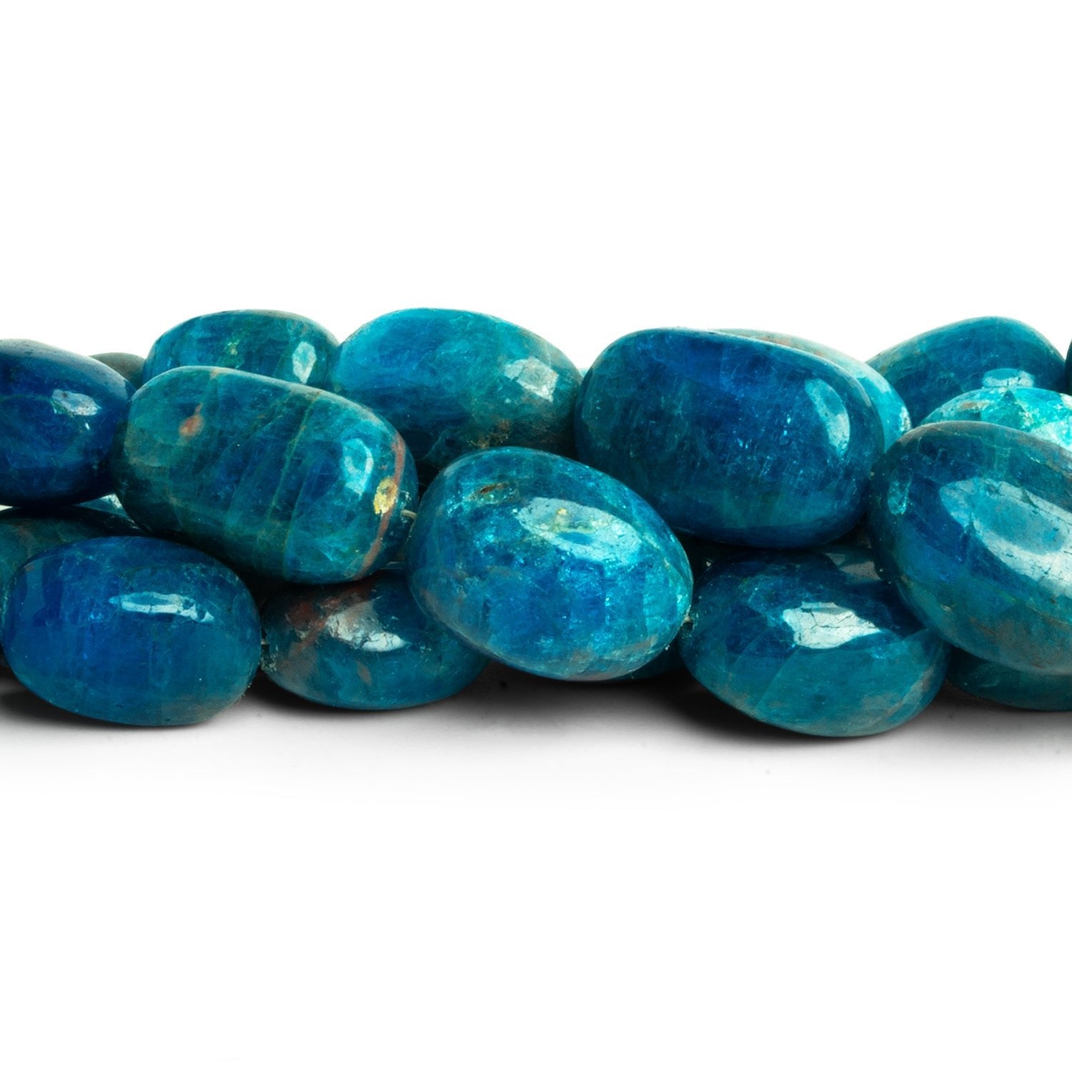 15x10mm Neon Apatite Plain Nuggets 8 inch 14 beads - The Bead Traders