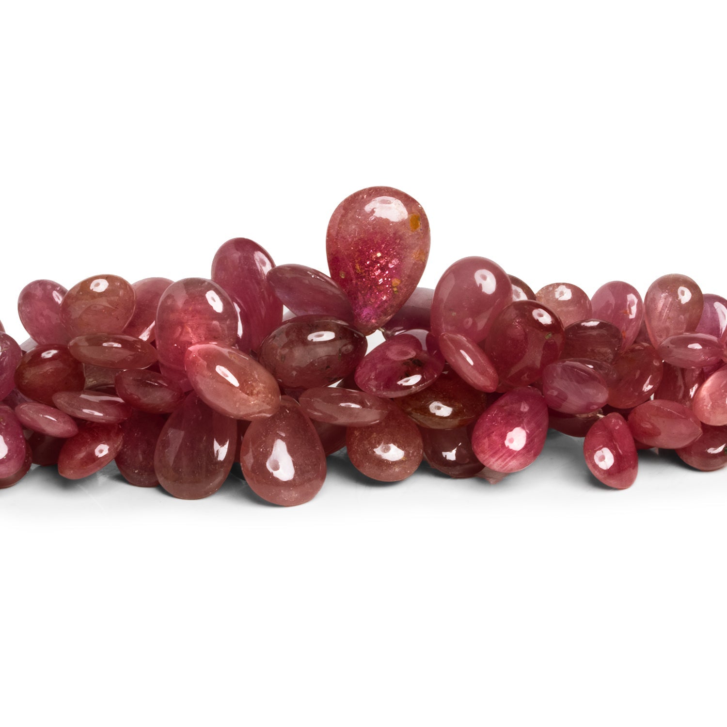 15x10mm Ruby Plain Pears 8 inch 55 beads - The Bead Traders