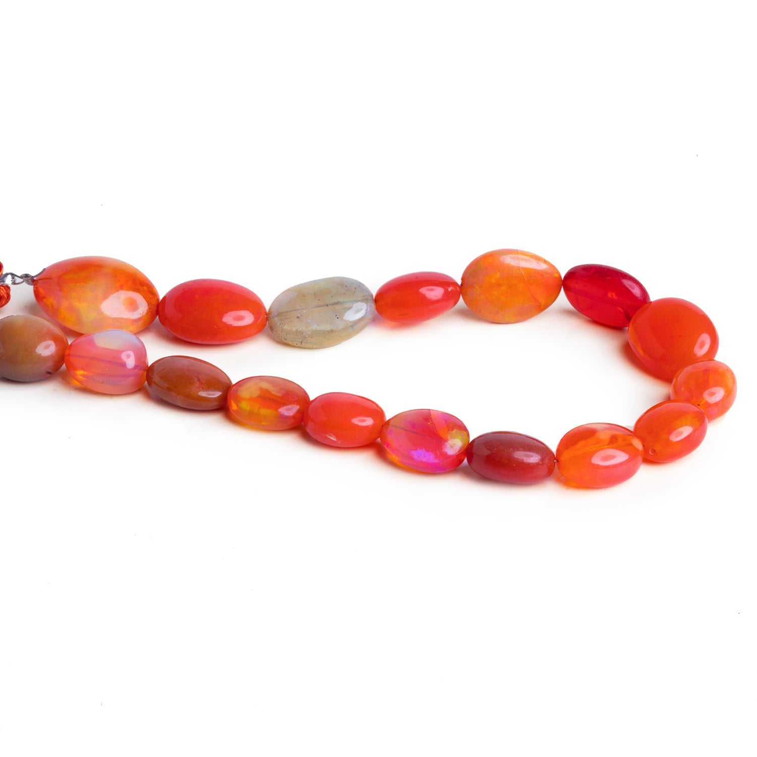 15x10mm Tangerine Ethiopian Opal Plain Ovals 8 inch 17 beads - The Bead Traders