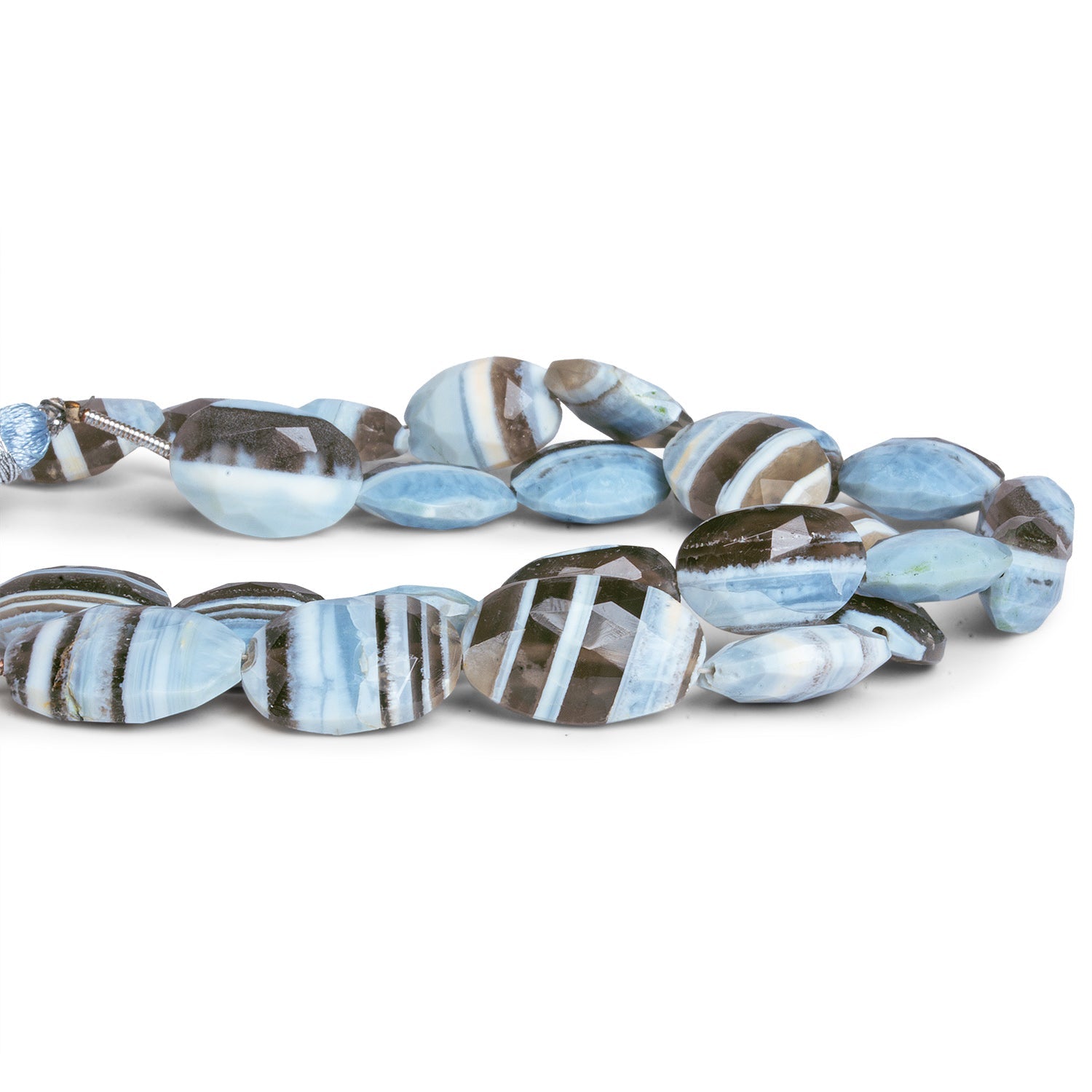 15x11mm Denim Opal Faceted Ovals 6.5 inch 11 beads - The Bead Traders