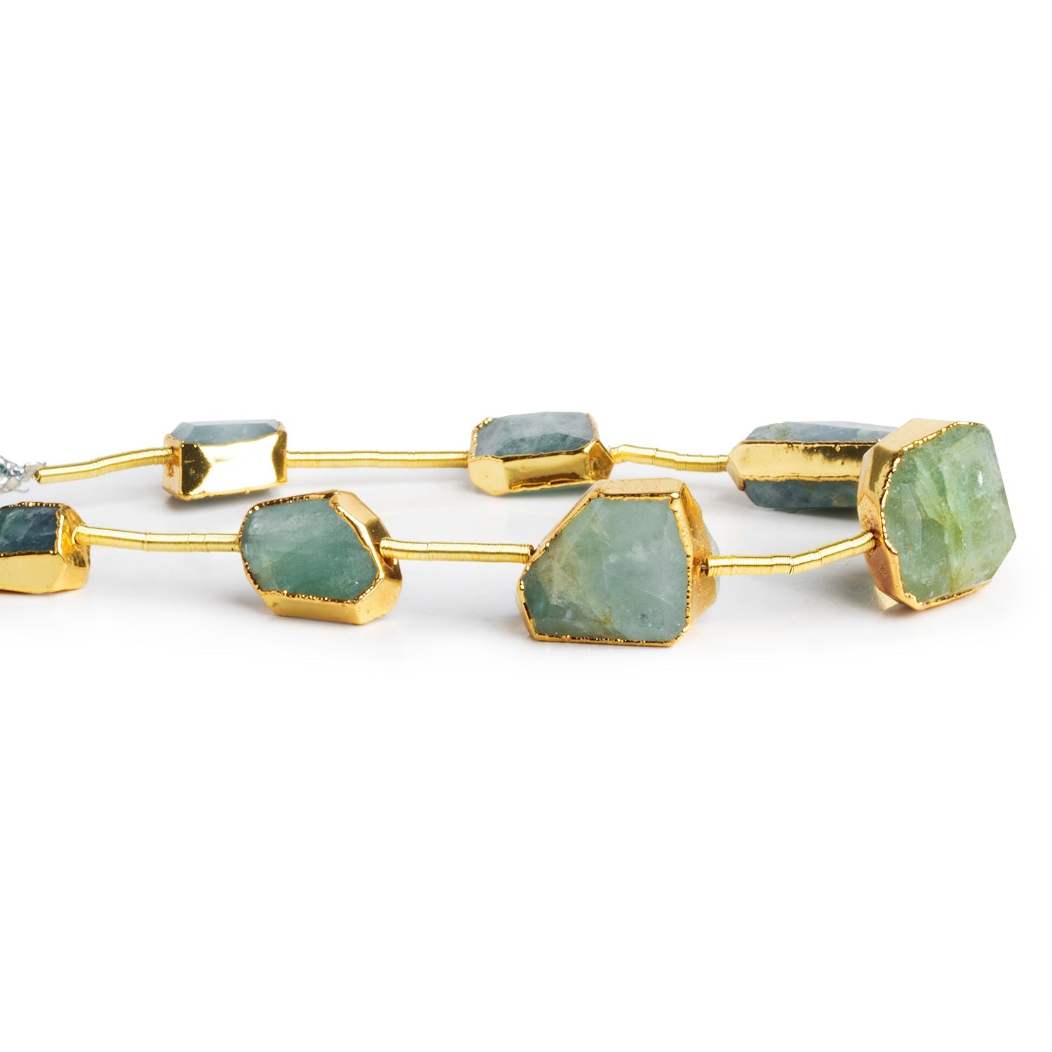 15x11mm Gold Leafed Aquamarine Nuggets 7 inch 7 beads - The Bead Traders