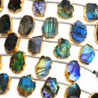 15x11mm Gold Leafed Labradorite Slices 6.5 inch 10 bead - The Bead Traders