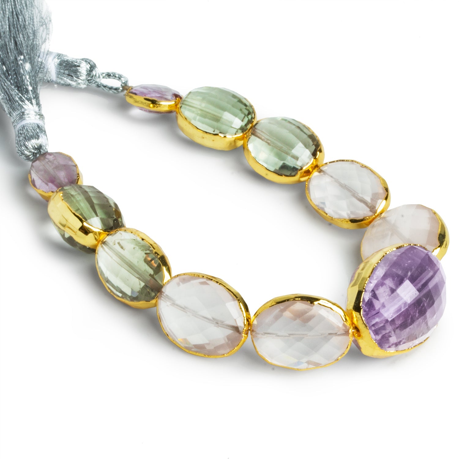 15x11mm Gold Leafed Multi Gemstone Faceted Beads 5 inch 11 beads - The Bead Traders