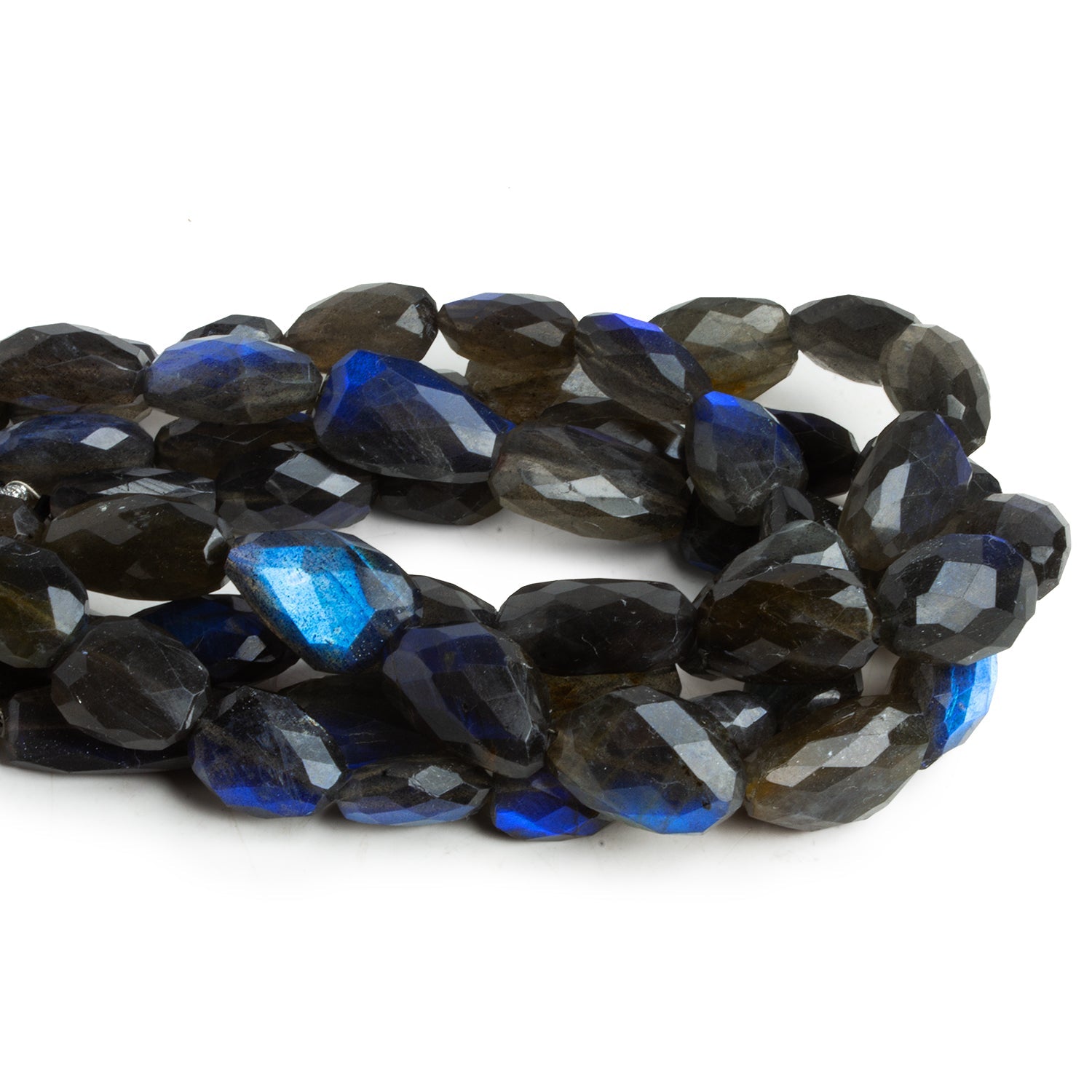 15x11mm Labradorite Faceted Nuggets 8.5 inch 12 beads - The Bead Traders