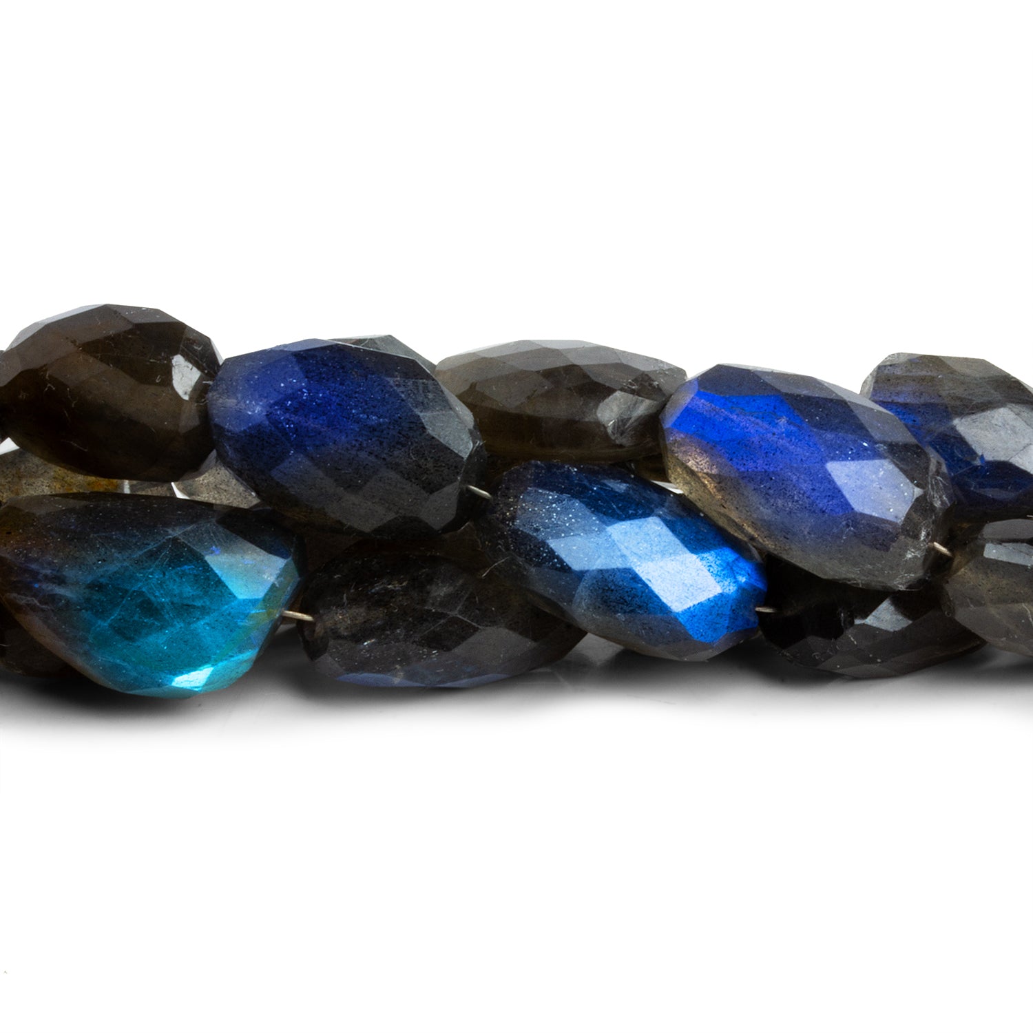 15x11mm Labradorite Faceted Nuggets 8.5 inch 12 beads - The Bead Traders